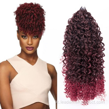 Pedaço de cabelo sintético Kinky Curly Bangs Afro rabo de cavalo